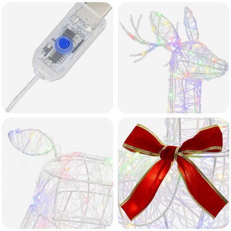 3D Kerst Rendier LOVIISA 140 LED's Meerkleurig 55 x 22 x 63 cm 5