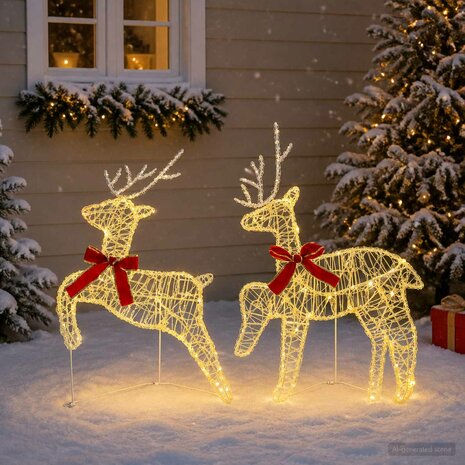 Kerst Rendier 2 st 40 LED's Warmwit 43 x 19 x 65 cm 1