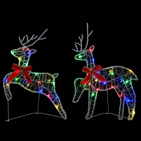 Kerst Rendier 2 st 40 LED's Meerkleurig 43 x 19 x 65 cm 4