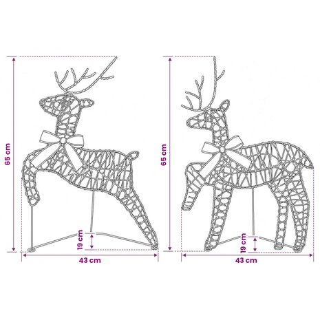 Kerst Rendier 2 st 40 LED's Meerkleurig 43 x 19 x 65 cm 9
