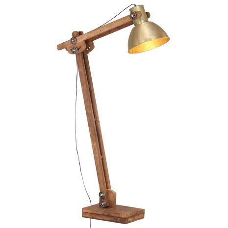 Vloerlamp E27 massief mangohout messingkleurig 1