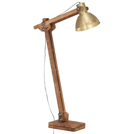 Vloerlamp E27 massief mangohout messingkleurig 2