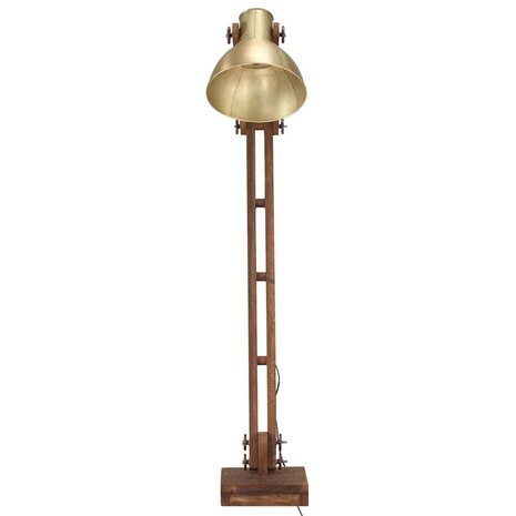 Vloerlamp E27 massief mangohout messingkleurig 3