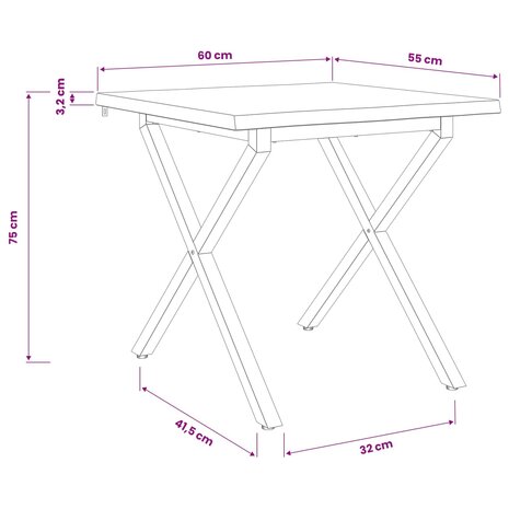 Live Edge Eettafel 60 x 55 x 75 cm Massief Acaciahout 9
