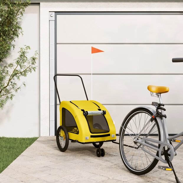 Hondenfietstrailer oxford stof en ijzer geel 1