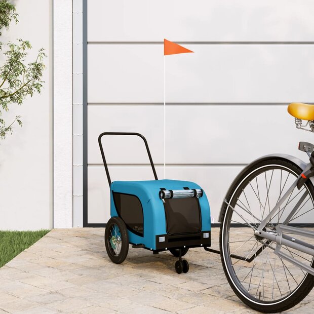 Hondenfietstrailer oxford stof en ijzer blauw en zwart 1