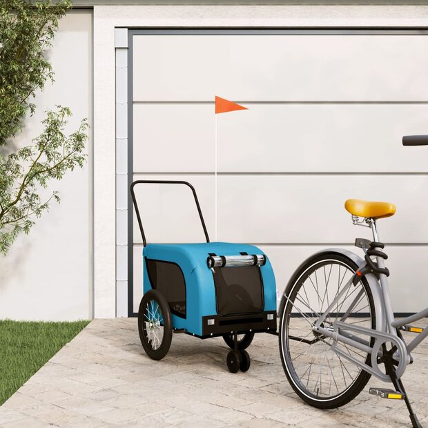 Hondenfietstrailer oxford stof en ijzer blauw en zwart 1