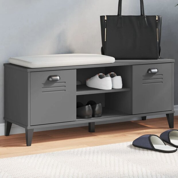 Schoenenbank VIKEN 106x35x45 cm bewerkt hout antracietgrijs 1
