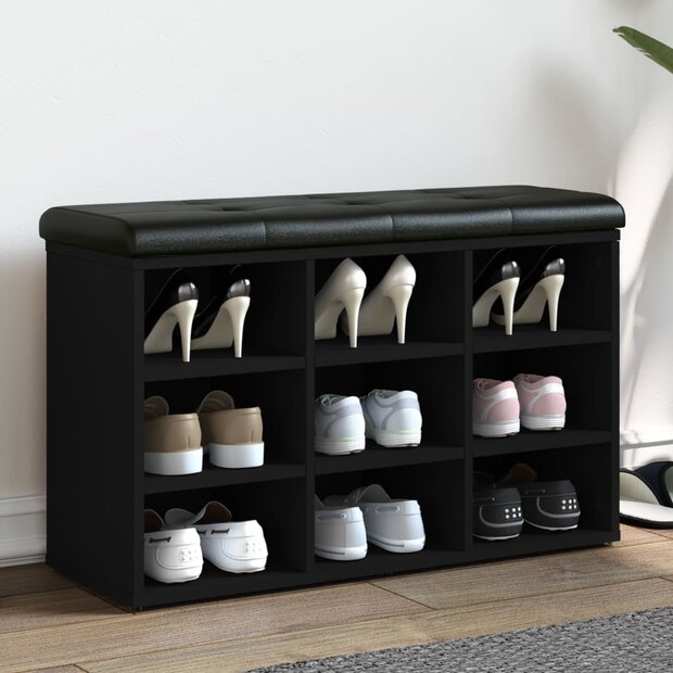 Schoenenbank 82x32x50 cm bewerkt hout zwart 1