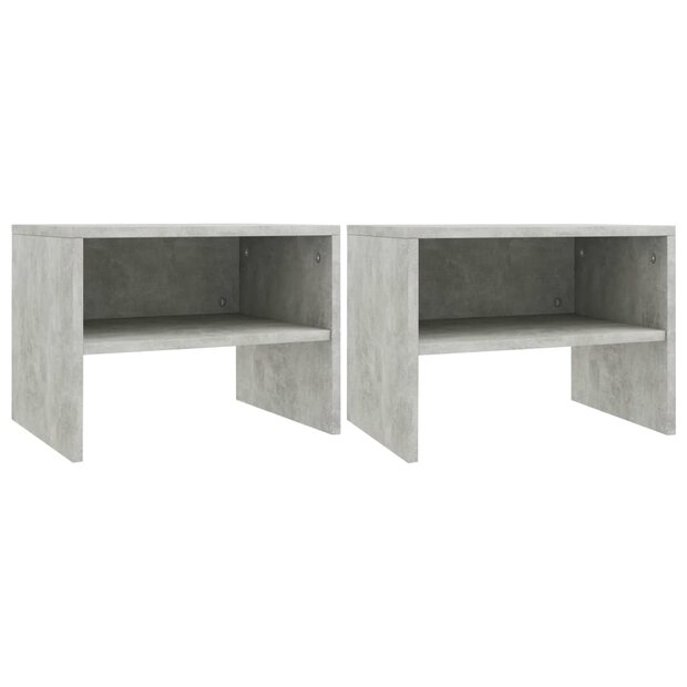 Nachtkastjes 2 st 40x30x30 cm bewerkt hout betongrijs 1
