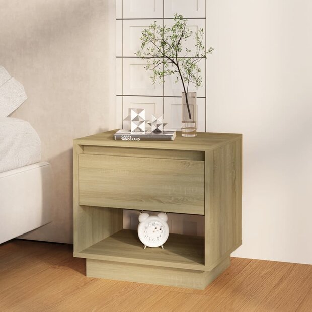 Nachtkastje 45x34x44 cm bewerkt hout sonoma eikenkleurig 1
