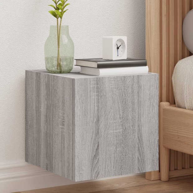 Tv-wandmeubel met LED-verlichting 30,5x35x30 cm grijs sonoma 1