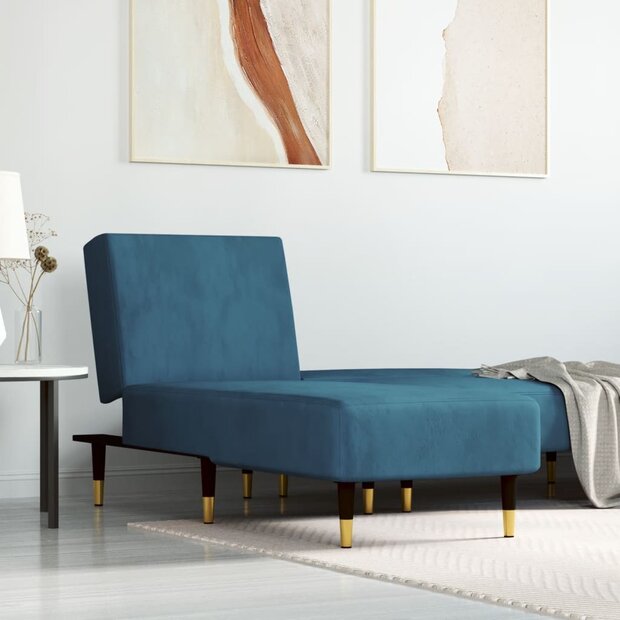 Chaise longue fluweel blauw 1