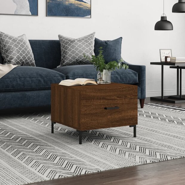 Salontafel 50x50x40 cm bewerkt hout bruin eikenkleur 1