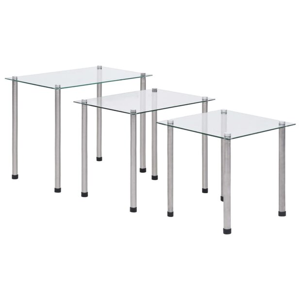 3-delige Tafeltjesset gehard glas transparant 1