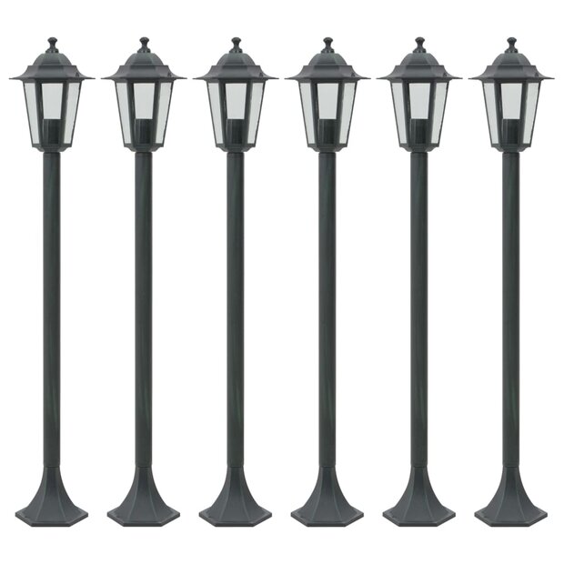 Paalverlichting voor tuin E27 110 cm aluminium donkergroen 6 st 1