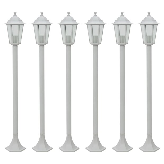 Paalverlichting voor tuin E27 110 cm aluminium wit 6 st 1