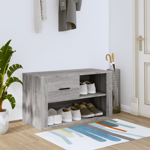 Schoenenkast 80x35x45 cm bewerkt hout grijs sonoma 1