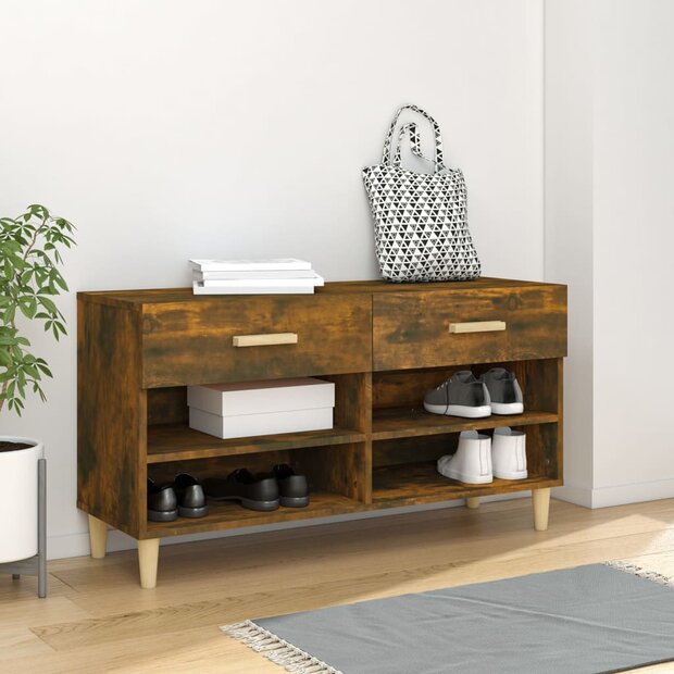 Schoenenkast 102x35x55 cm bewerkt hout gerookt eikenkleurig 1