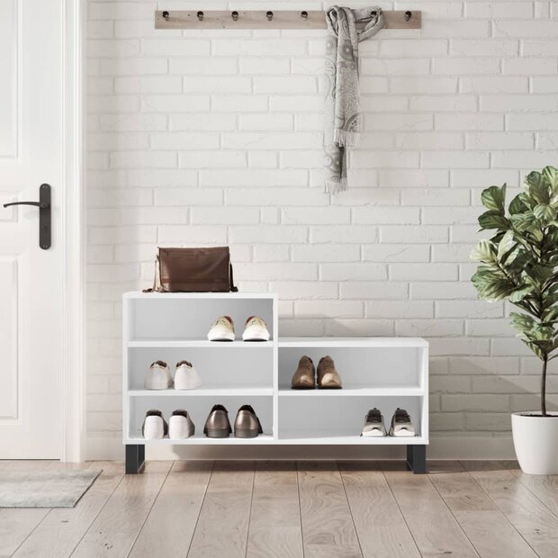 Schoenenkast 102x36x60 cm bewerkt hout wit 1