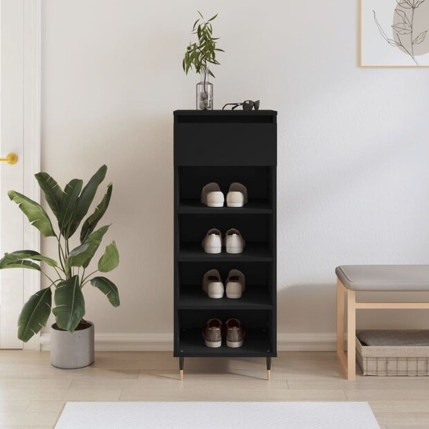 Schoenenkast 40x36x105 cm bewerkt hout zwart 1