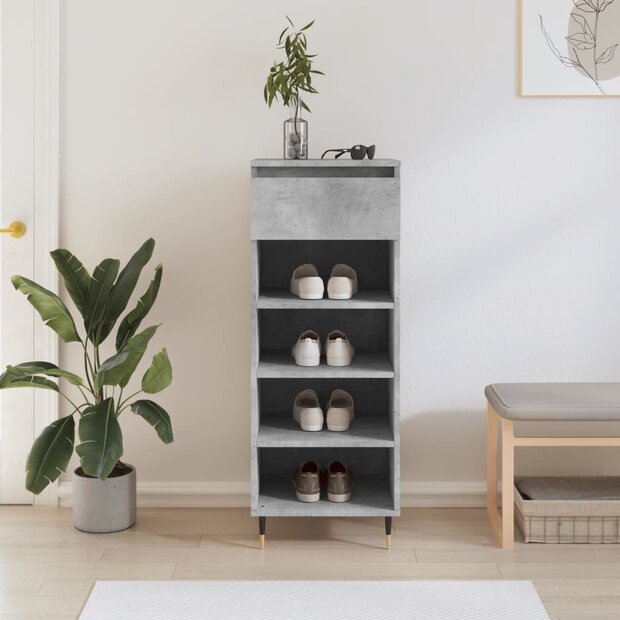 Schoenenkast 40x36x105 cm bewerkt hout betongrijs 1