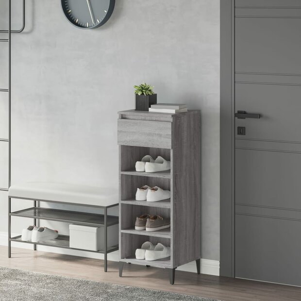 Schoenenrek 40x36x105 cm bewerkt hout grijs sonoma eikenkleurig 1