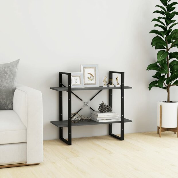 Boekenkast met 2 schappen 80x30x70 cm massief grenenhout grijs 1