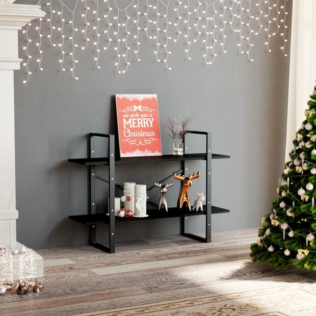 Boekenkast met 2 schappen 100x30x70 cm spaanplaat zwart 1