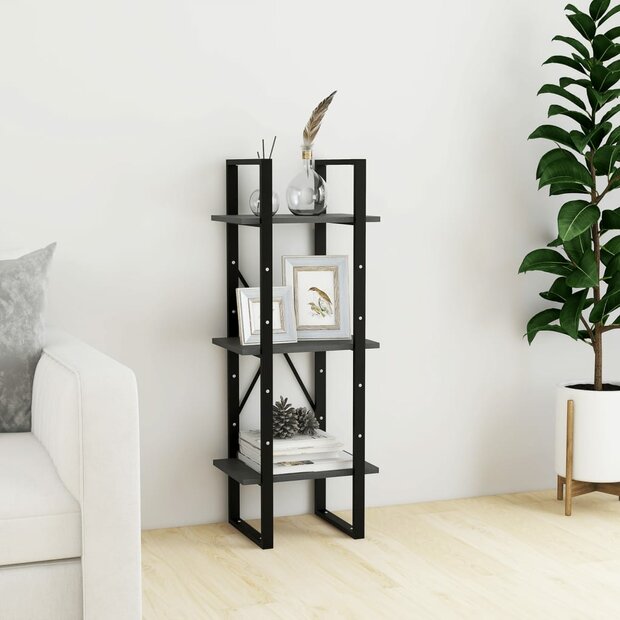 Boekenkast met 3 schappen 40x30x105 cm massief grenenhout grijs 1