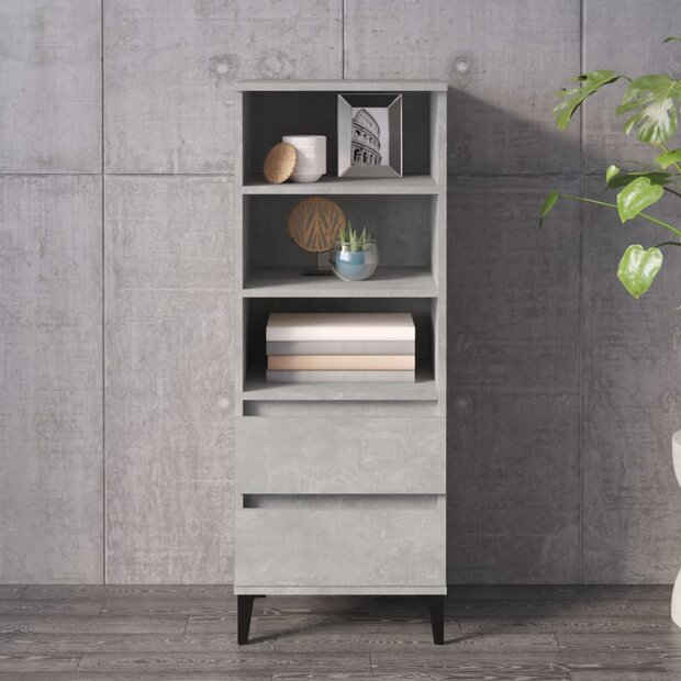 Hoge kast 40x36x110 cm bewerkt hout betongrijs 1