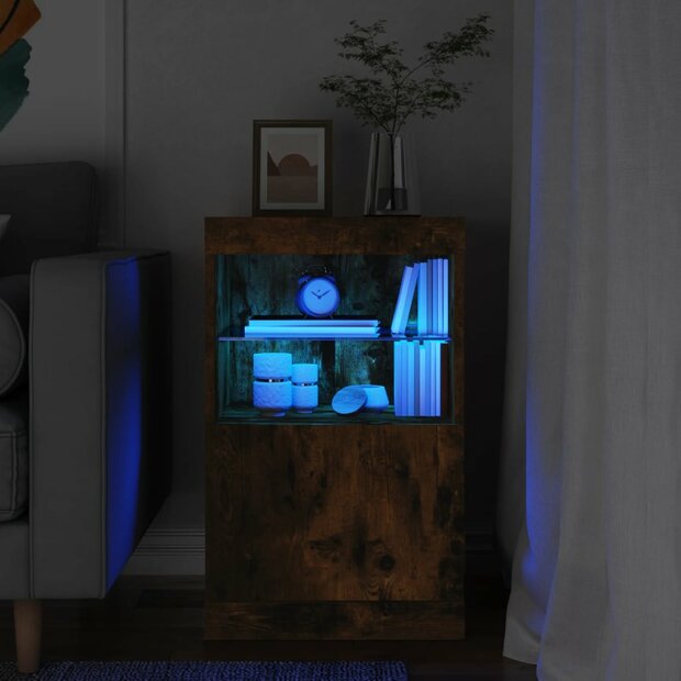 Dressoir met LED-verlichting 41x37x67 cm gerookt eikenkleurig 1