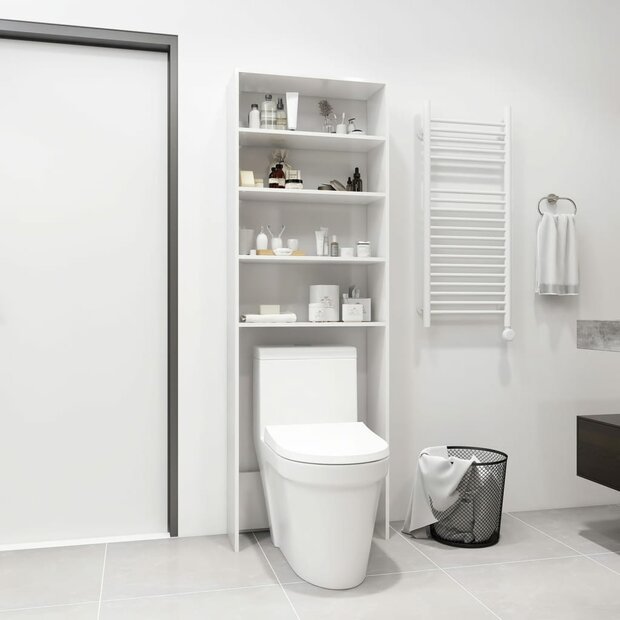 Wasmachinekast 64x24x190 cm hoogglans wit 1
