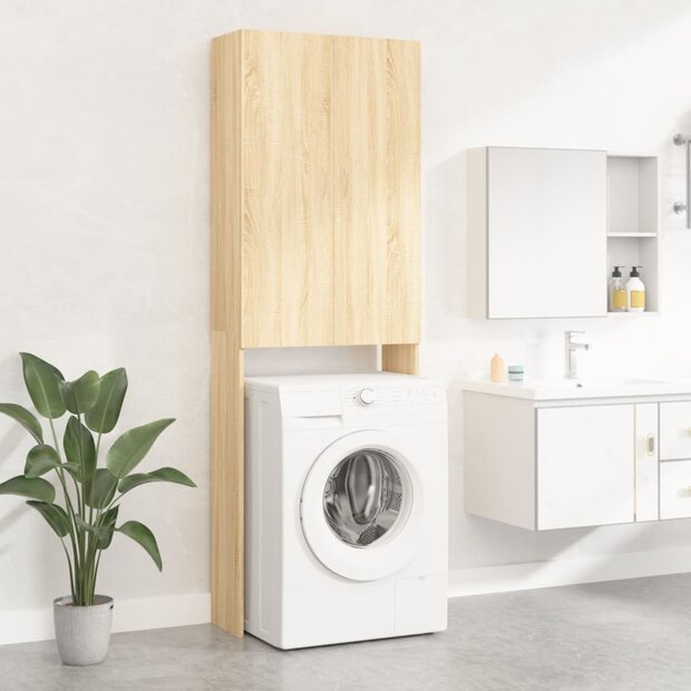 Wasmachinekast 64x25,5x190 cm sonoma eikenkleurig 1