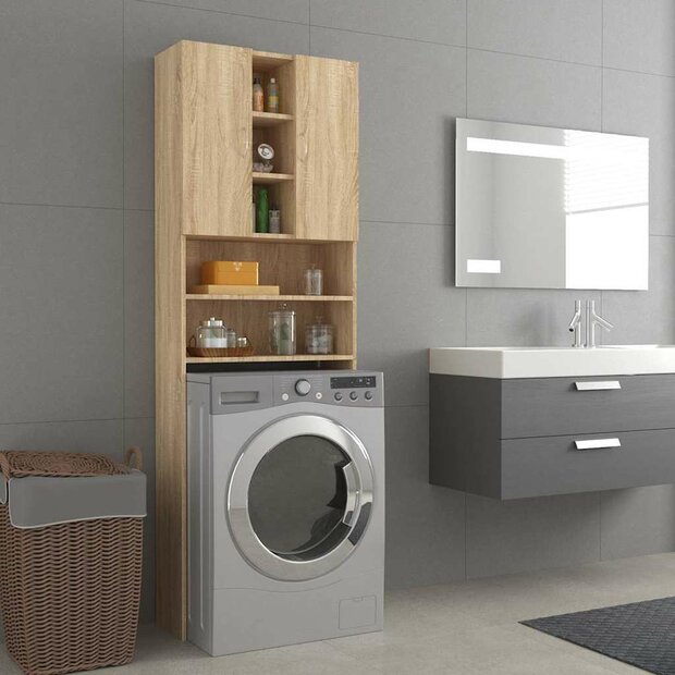 Wasmachinekast 64x25,5x190 cm sonoma eikenkleurig 1