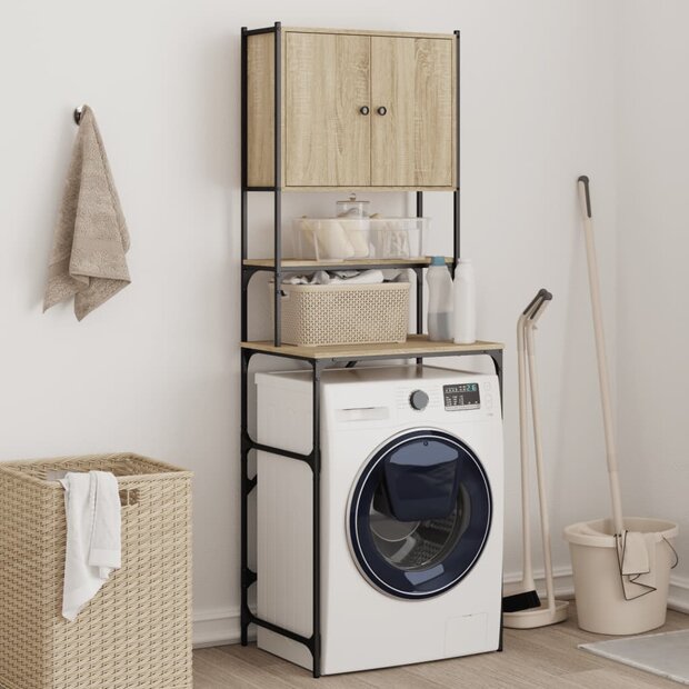 Wasmachinekast 68x48,5x194 cm sonoma eikenkleurig 1