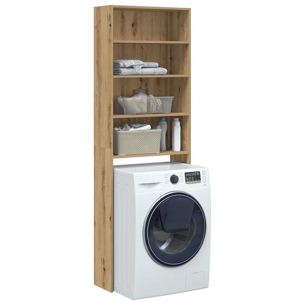 Wasmachinekast 64x24x190 cm artisanaal eikenkleur 1