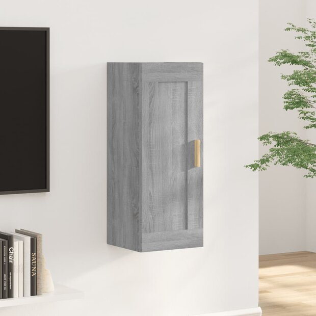 Wandkast 35x34x90 cm bewerkt hout grijs sonoma eikenkleurig 1