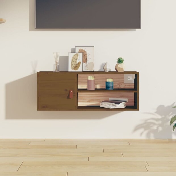 Wandkast 80x30x30 cm massief grenenhout honingbruin 1