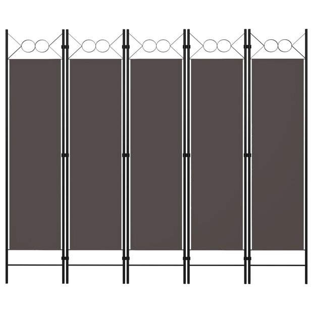 Kamerscherm met 5 panelen 200x180 cm antraciet 1