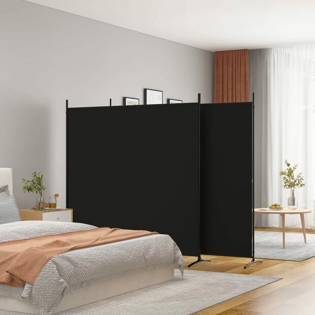 Kamerscherm met 3 panelen 525x180 cm stof zwart 1