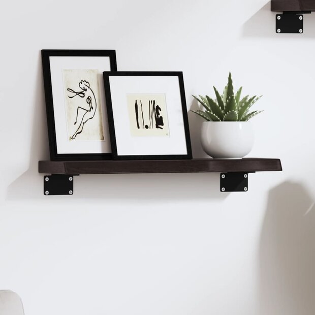 Wandschap 40x10x2 cm behandeld massief eikenhout donkerbruin 1