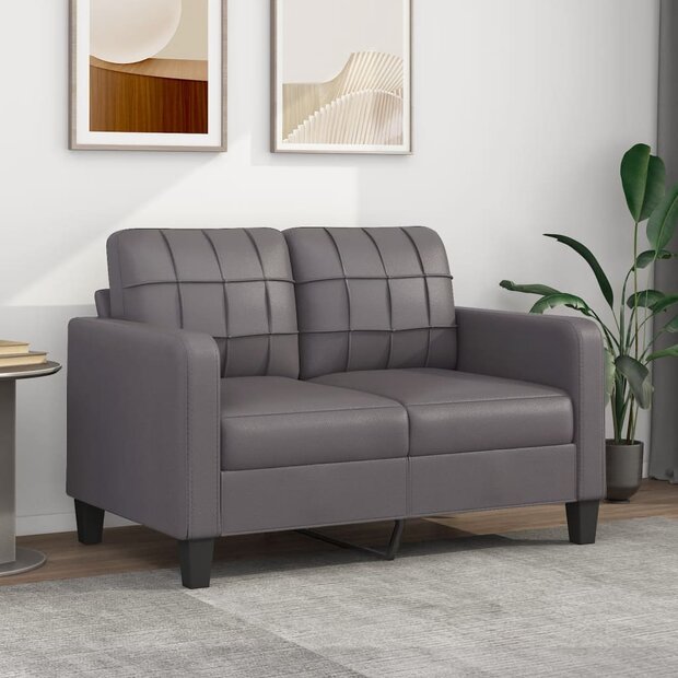 Tweezitsbank 120 cm kunstleer grijs 1