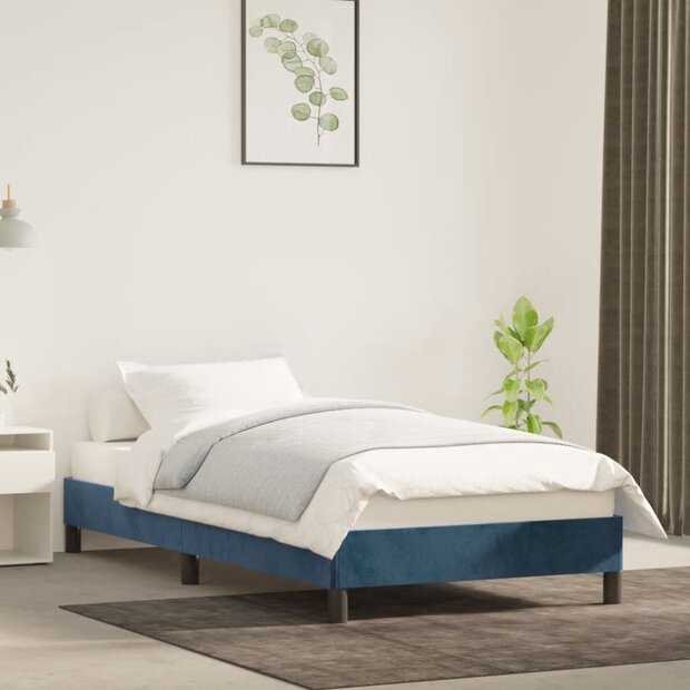 Bedframe zonder matras 90x190 cm fluweel donkerblauw 1