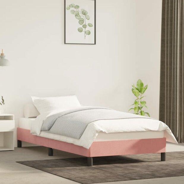 Bedframe fluweel roze 100x200 cm 1
