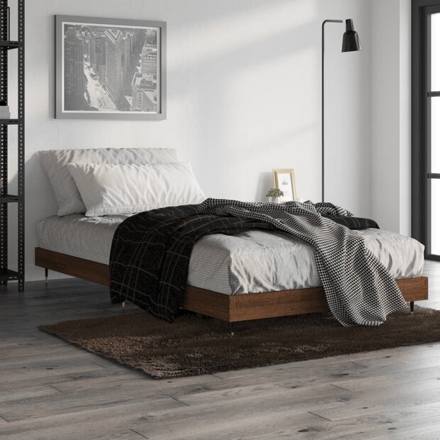 Bedframe zonder matras bewerkt hout bruin eikenkleur 100x200 cm 1