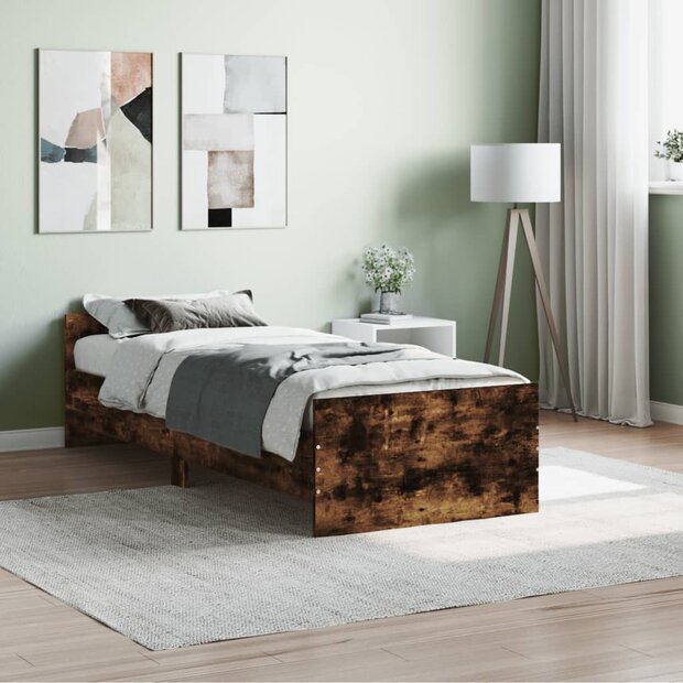 Bedframe zonder matras hout gerookt eikenkleurig 75x190 cm 1