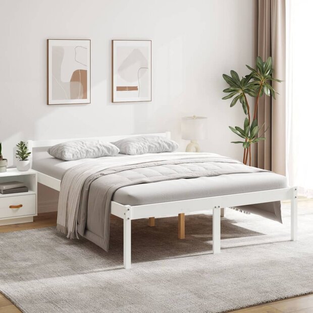 Seniorenbed massief grenenhout wit 150x200 cm 1
