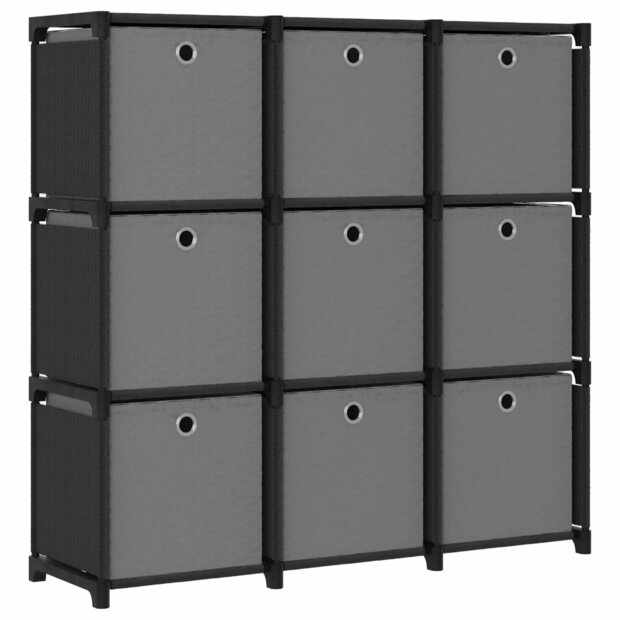 Kast met 9 vakken met boxen 103x30x107,5 cm stof zwart 1