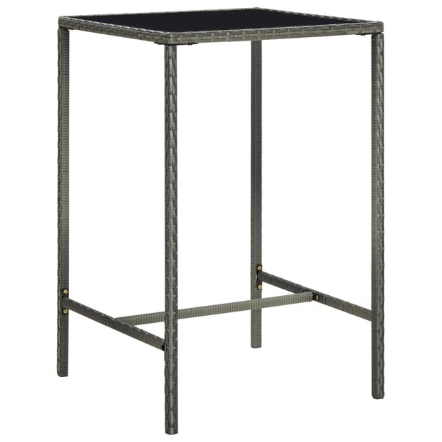Tuinbartafel 70x70x110 cm poly rattan en glas grijs 1